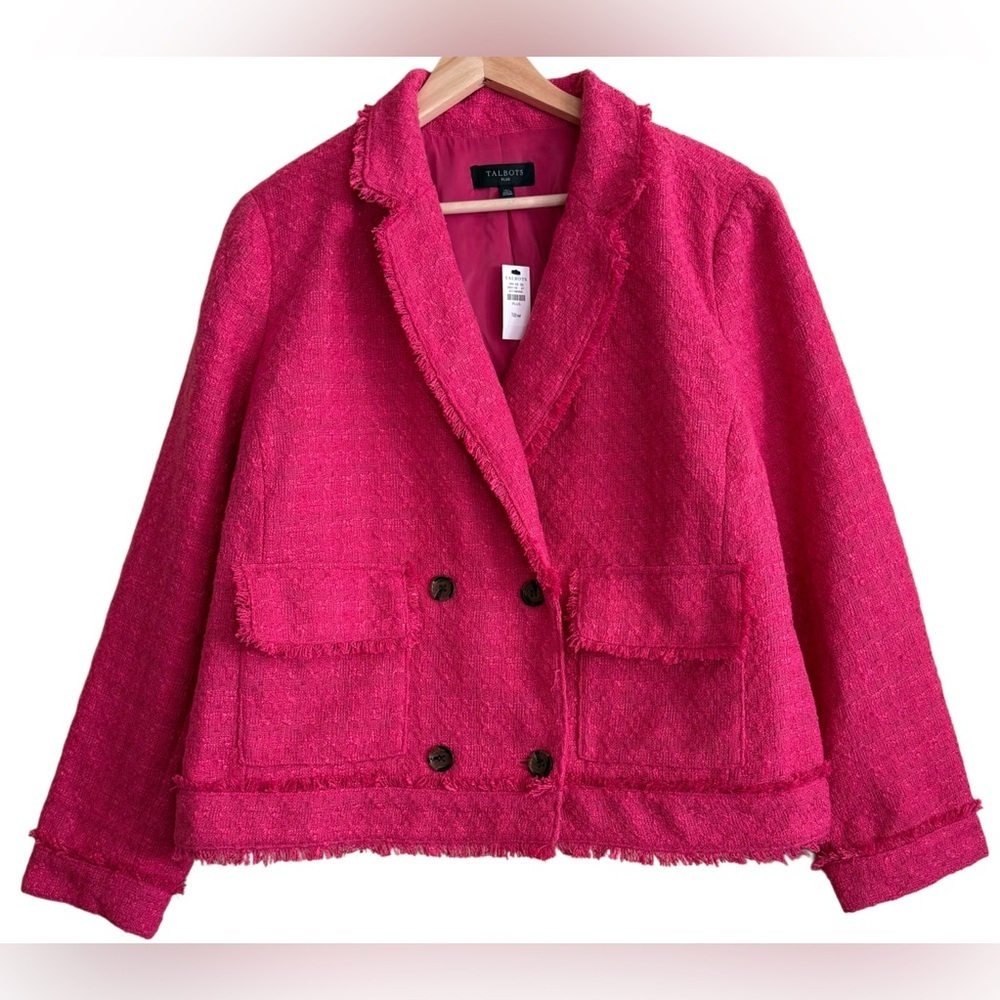 TALBOTS Vibrant Preppy Business Casual Double Breasted Tweed Blazer Sz 18W NWT